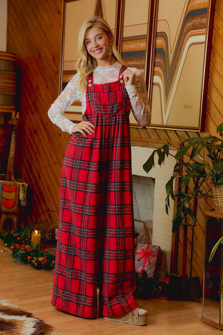 Hearthside Holly Red Tartan Overalls