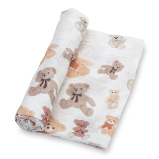 LollyBanks Bear Hugs Muslin Swaddle Blanket