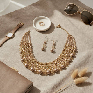 The Golden Heirloom Pearl Bib Necklace Set – Dreamy Brown