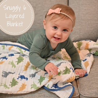 LollyBanks Rawr-Some Dinosaur Muslin Baby Quilt