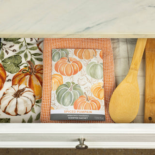 Spiced Pumpkin sachet hand-painted envelope detail