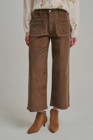 Sunday Brunch Scalloped Pocket Corduroy Pants