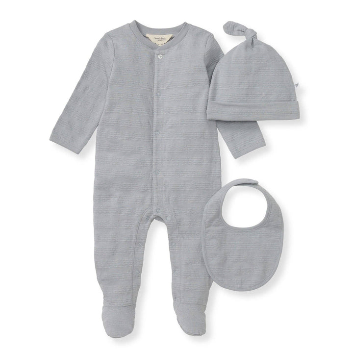 Burt's Bees Baby - Organic Cotton Jumpsuit, Bib & Hat 3 Piece Set - Quarry