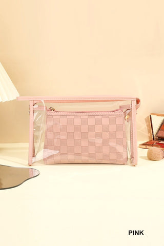 ClearView Chic—2-Piece Textured Travel Pouch Set