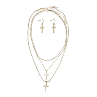 The Grace Layered Cross Necklace Set