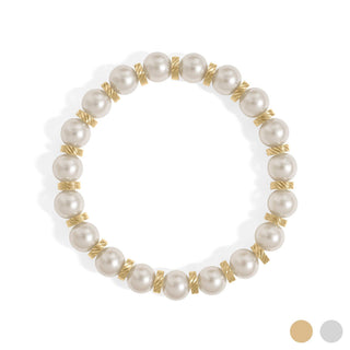 Hey Beautiful Round Pearl & Gold Stretch Bracelet – Waterproof & Tarnish-Free