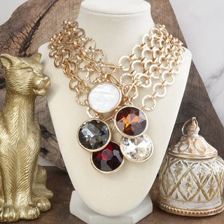 Hey Beautiful Gilded Radiance Chunky Crystal Statement Chain Necklace