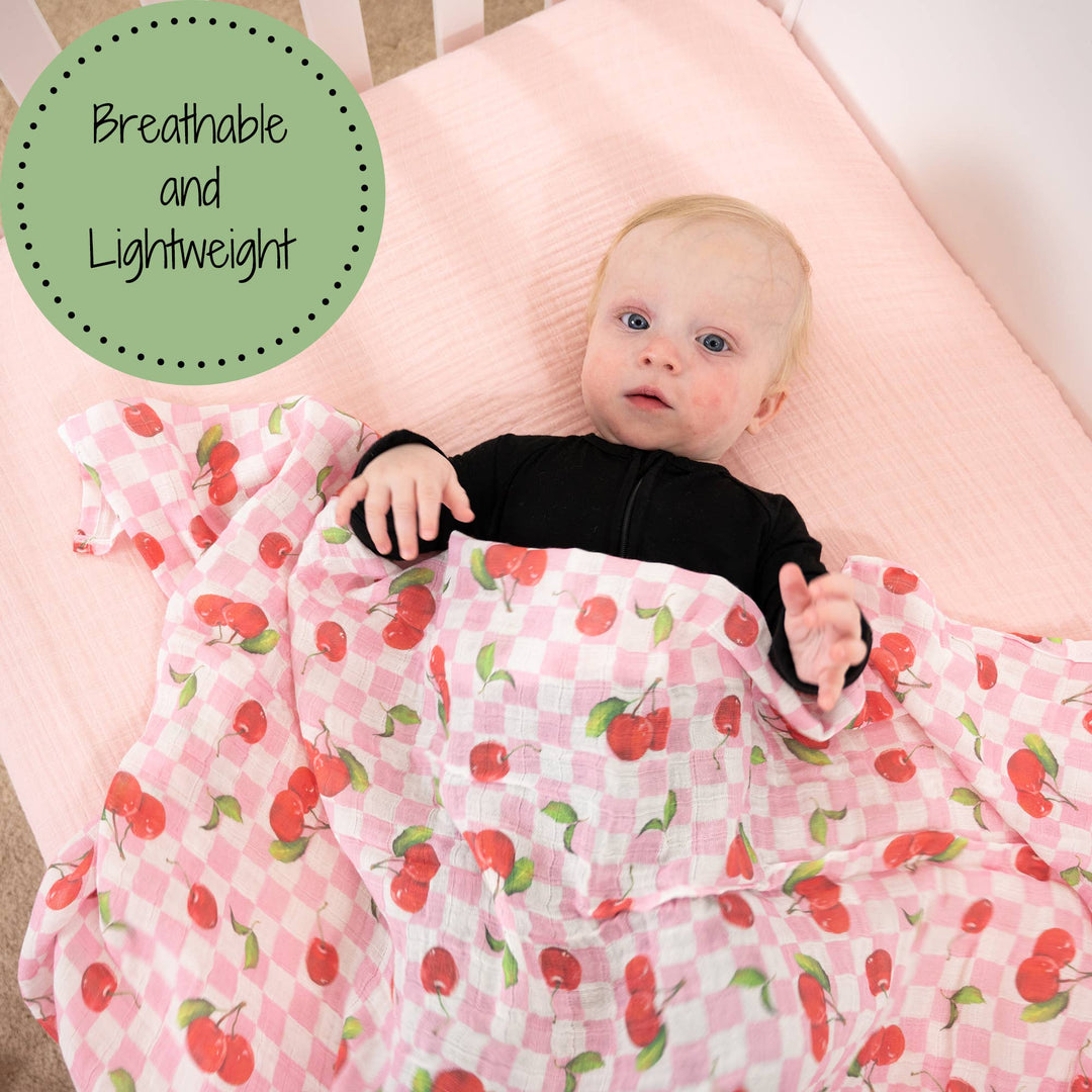 Cherry on Top Baby Muslin Swaddle Blanket