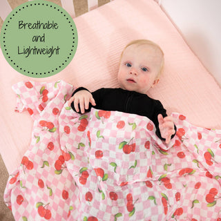 LollyBanks Cherry on Top Cotton Muslin Swaddle Blanket