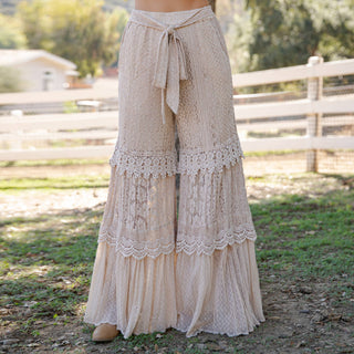 Desert Dream Tiered Lace Wide-Leg Pants – Boho Western Style