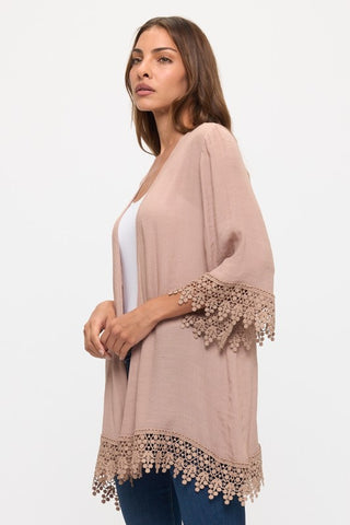 The Coastal Lace Kimono – Ivory & Taupe