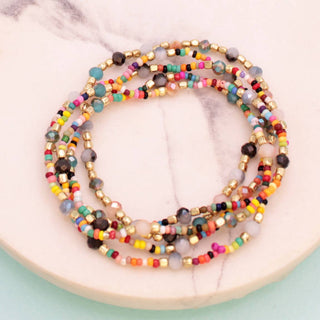 Candy Bowl multicolor beaded stretch bracelet stack