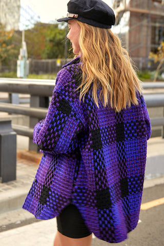 Bleacher Season Purple Check Shacket