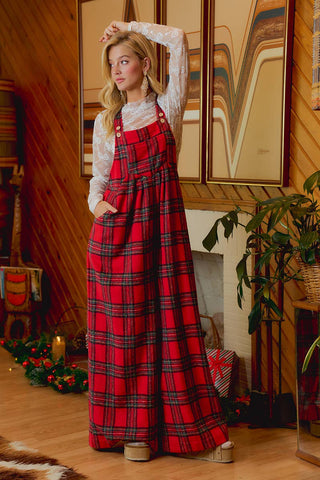Hearthside Holly Red Tartan Overalls