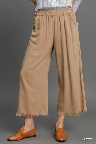 Umgee Wide-Leg Frayed Hem Crop Pants | Effortless Boutique Luxury