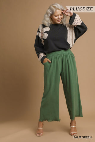 Umgee Wide-Leg Frayed Hem Crop Pants | Effortless Boutique Luxury
