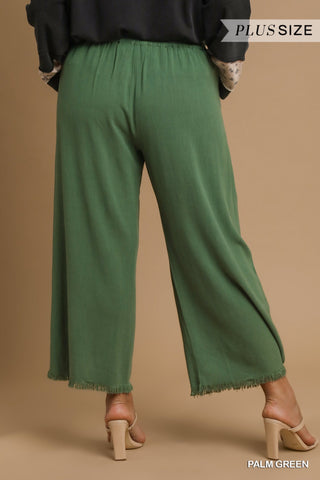 Umgee Wide-Leg Frayed Hem Crop Pants | Effortless Boutique Luxury