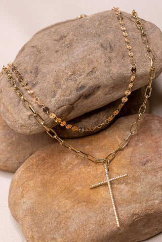 Golden Grace Layered Cross Necklace