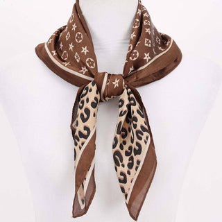 Espresso Martini brown leopard and star print bandana scarf