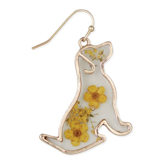 Floral Friend Dog Dried Flower Earrings