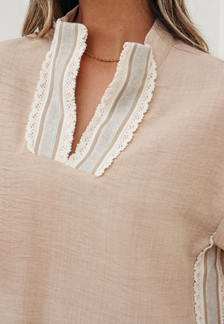 Luke & Estelle Sandbar Lace Trim Shift Top