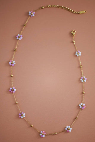 Hey Beautiful 18K Gold Plated Tarnish-Resistant Flower Beaded Necklace