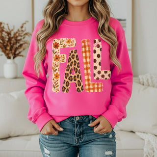 Falling for Fall hot pink sweatshirt with distressed FALL graphic