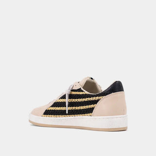 Shu Shop Black Woven Low-Top Sneakers | Gold Accent Casual Shoes