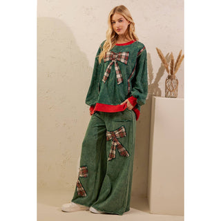 Deck the Halls Plaid Bow Lounge Set