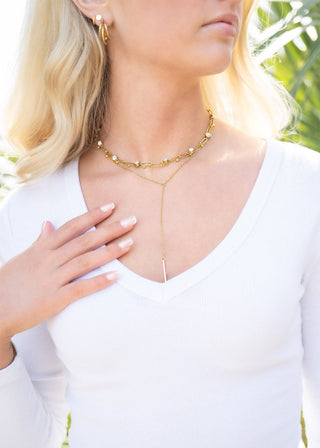 Hey Beautiful Rhinestone Accent Paperclip Chain Necklace – Waterproof & Tarnish-Free