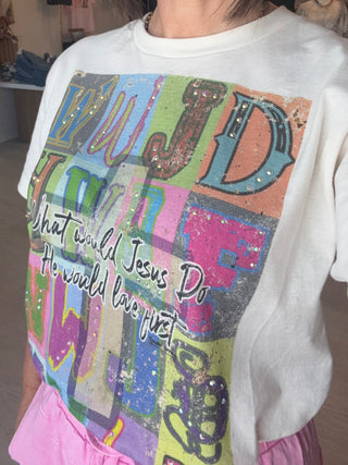 WWJD Crystal Graphic Tee