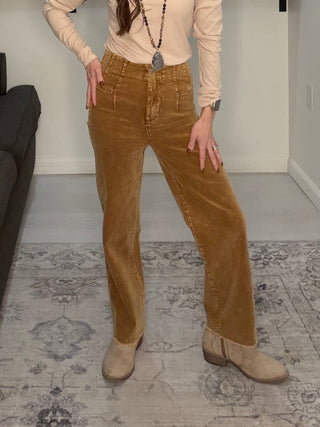Hayride Mineral Wash High Rise Wide Leg Corduroy Pants