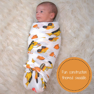 LollyBanks Under Construction Muslin Swaddle Blanket