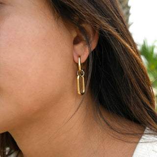 Hey Beautiful Waterproof Tarnish-Free Two-Tone Link Drop Earrings – Gold &amp; Silver
