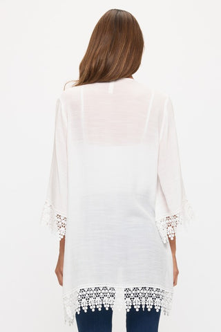 The Coastal Lace Kimono – Ivory & Taupe