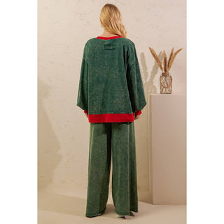 Back view of spruce green mineral wash lounge set