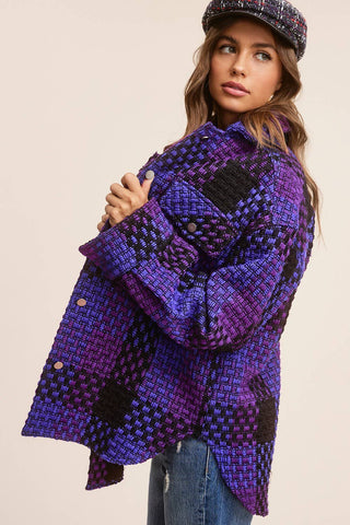 Bleacher Season Purple Check Shacket