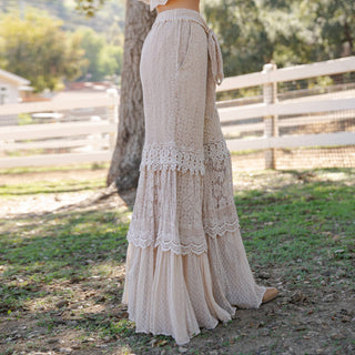 Desert Dream Tiered Lace Wide-Leg Pants – Boho Western Style