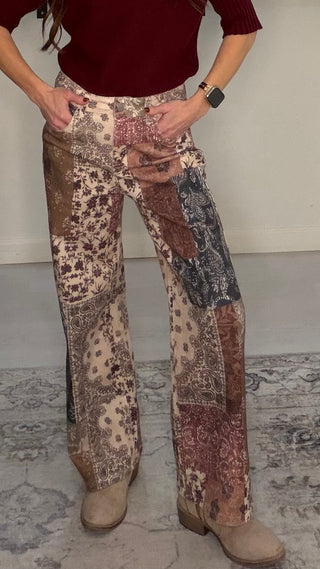Heirloom Quilt Patchwork Wide Leg Jeans
