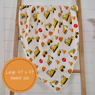 LollyBanks Under Construction Muslin Swaddle Blanket
