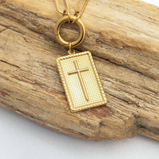 Hey Beautiful Waterproof Tarnish-Free Cross Pendant Charm – Gold Pendant