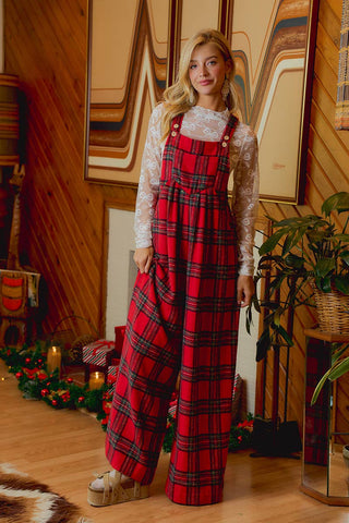 Hearthside Holly Red Tartan Overalls
