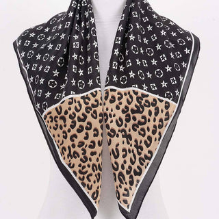 Café au Lait Leopard Star Bandana Scarf