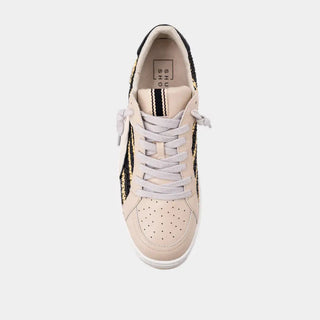 Shu Shop Black Woven Low-Top Sneakers | Gold Accent Casual Shoes