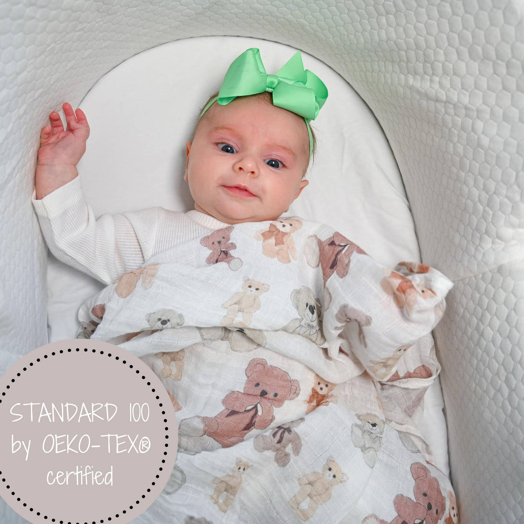 Bear Hugs Baby Muslin Swaddle Blanket