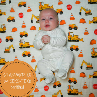 LollyBanks Under Construction Muslin Swaddle Blanket