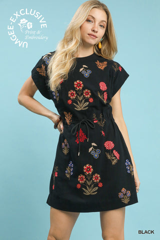 The Midnight Garden Embroidered Dress – Black