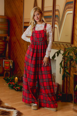 Hearthside Holly Red Tartan Overalls