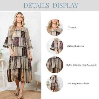 Free Spirit Patchwork Georgette Maxi Dress – Boho Western Style