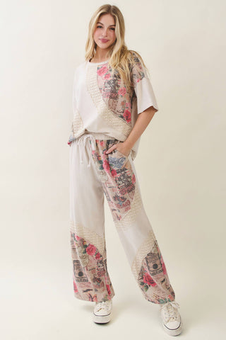 Faded Romance Collage Print Top – Cream (Top Only)